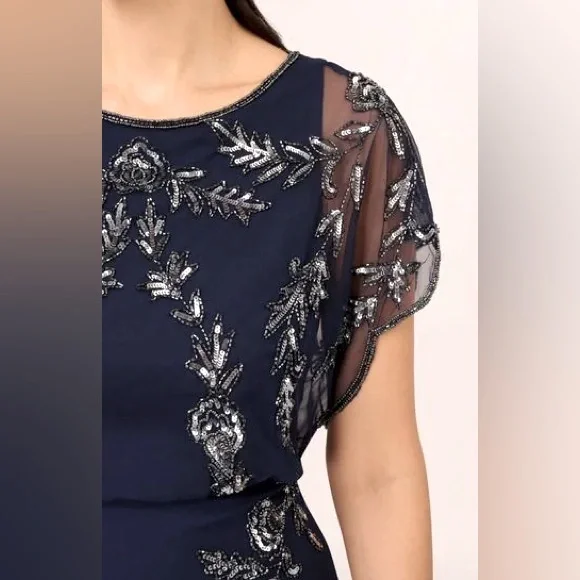 Adrianna Papell Studio Black Beaded Gown - Picture 6 of 14